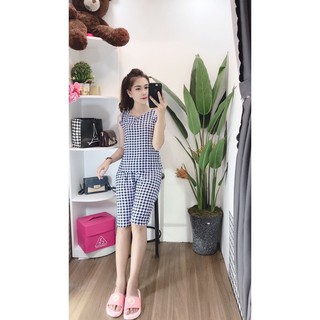Bộ lanh Ngố sát nách cho Nữ mặc nhà - Chất thoáng mát - 5 màu sắc trẻ trung