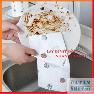 Cuộn giấy lau nhà bếp đa năng, khăn lau bếp, lau tay có thể giặt cuộn 20cm và 25cm in họa tiết