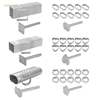 Set 10 khuôn nhấn ép và dụng cụ cắt bánh quy hình vuông/chữ nhật/trái tim/hoa/trái dứa tiện dụng