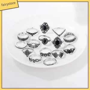 Set 15 nhẫn đeo khớp ngón tay đính đá thời trang cho nữ