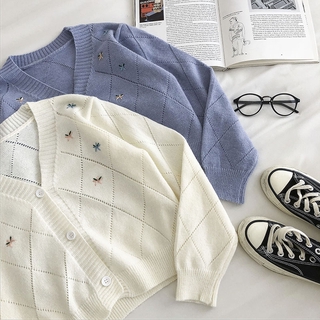Áo Khoác Cardigan Dệt Kim Tay Dài Dáng Rộng Phong Cách Hàn Quốc Thời Trang Cho Nữ