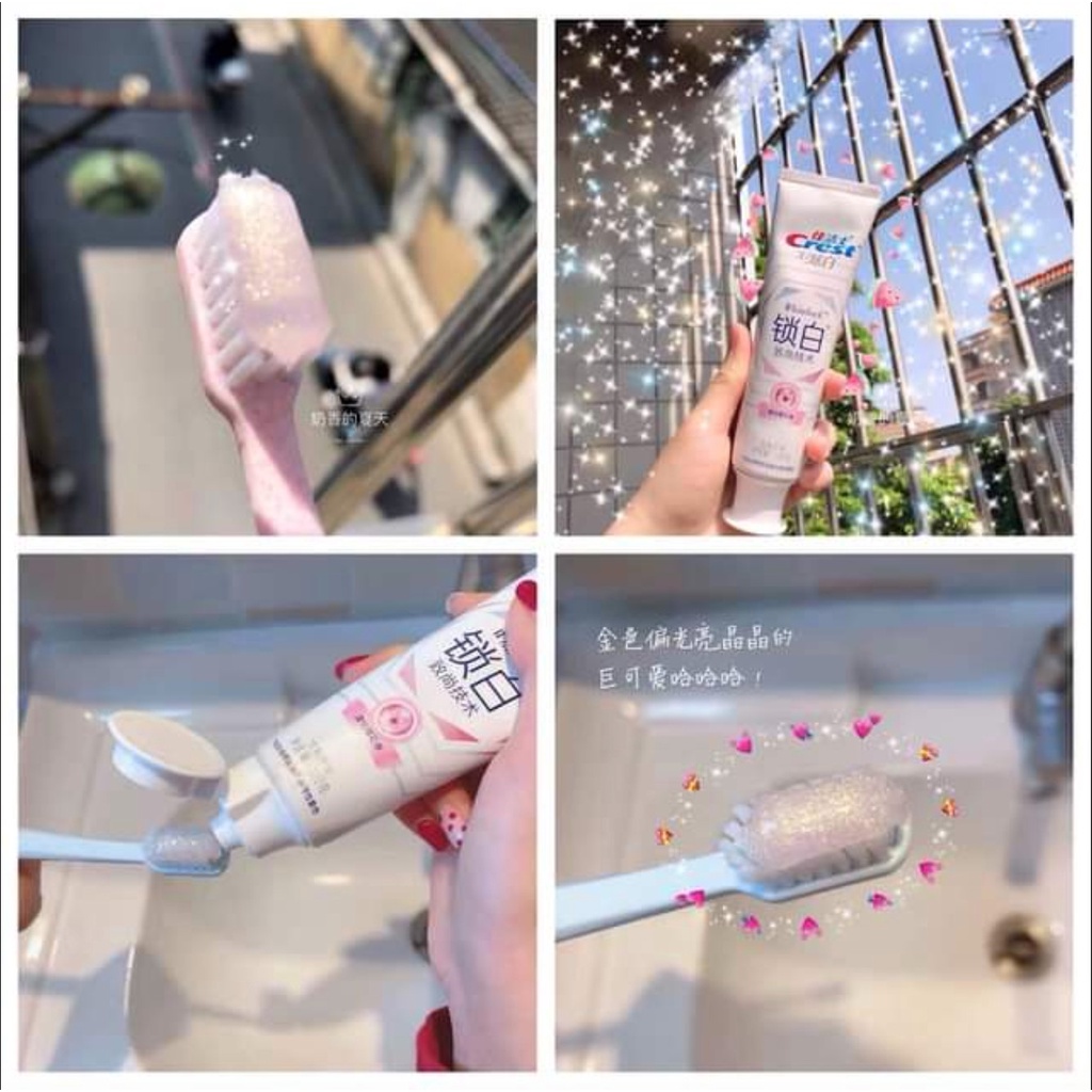 Kem đánh răng Crest Hoa Anh Đào, Quả Đào bản Trung 120g - Giúp răng trắng sáng và hơi thở thơm mát