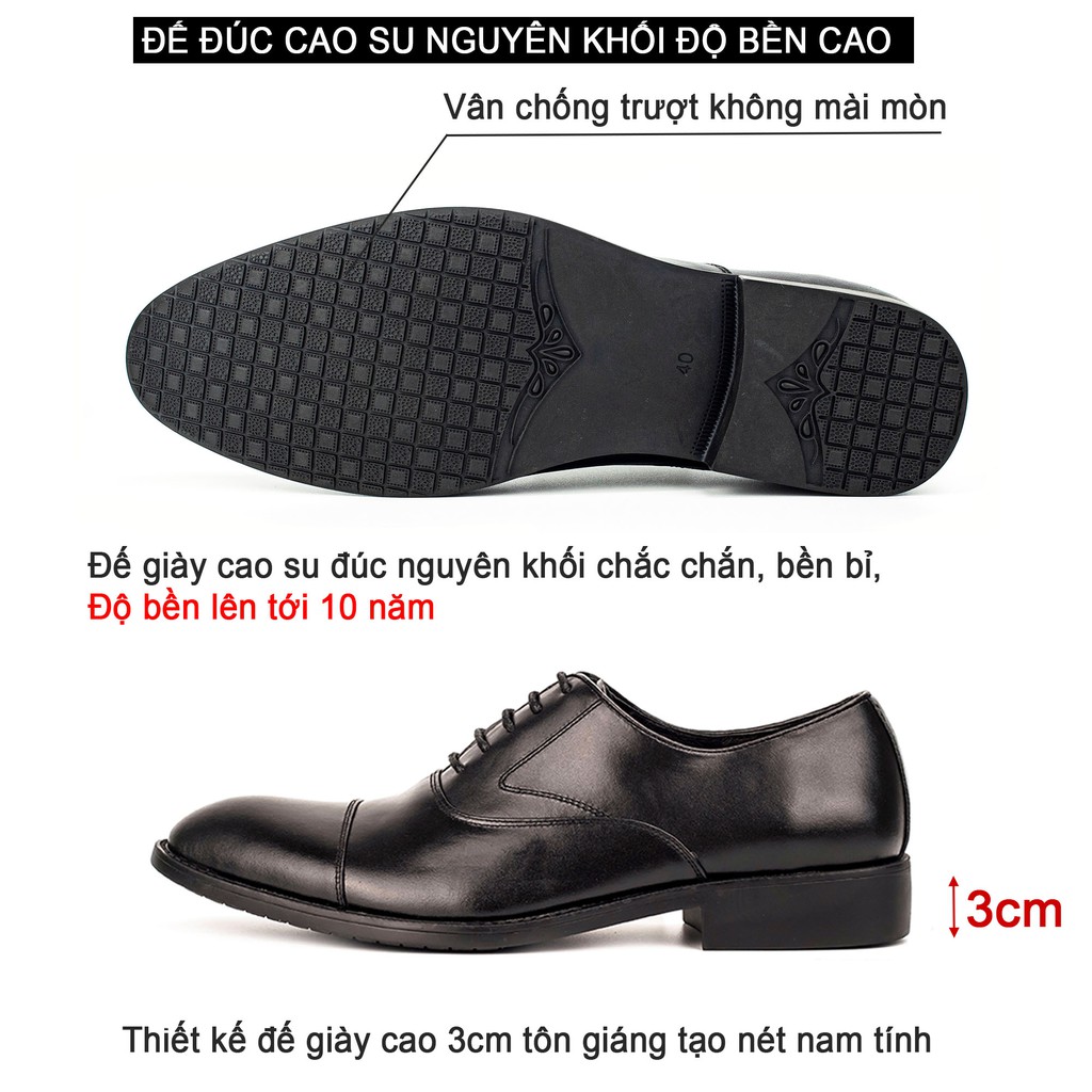 Ảnh Giày nam oxford công sở da bò nappa cao cấp màu đen G105- Bụi leather- hộp sang trọng -Bảo hành 12 tháng 3