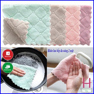 Combo 5 Khăn Lau Bếp Đa Năng 2 Mặt Sợi Bông Mềm Không Trầy Xước { H }