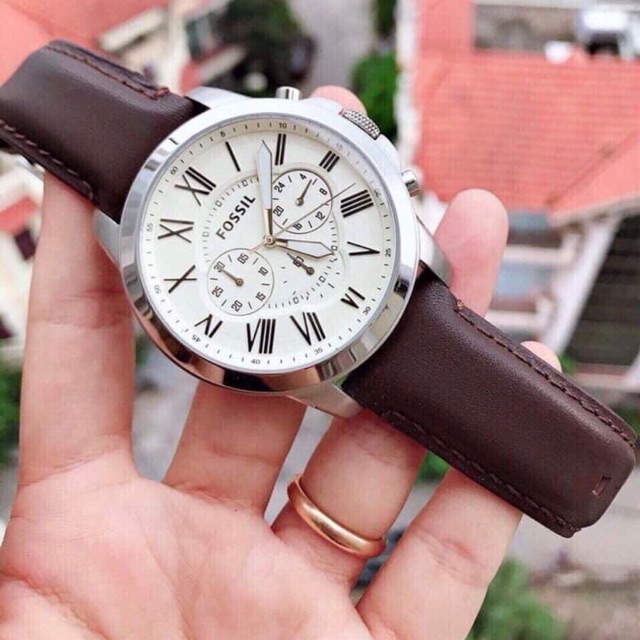 Đồng hồ Chronograph FOSSIL model FS4735 dây da nâu đen cá tính danh cho ...