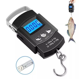50kg / 10g Di Động LCD Điện Tử Cân Cầm Tay Du Lịch Treo Cá Với Băng Đo Có Thể Thu Vào Dài 100cm