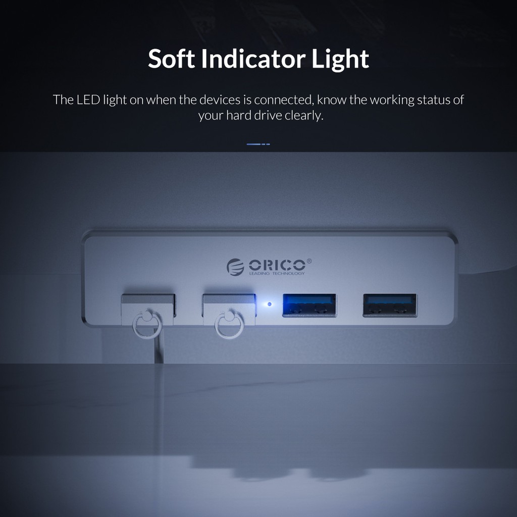 Orico USB 3.0 HUB Bộ chuyển đổi bộ chia USB 4 cổng bằng nhôm tốc độ cao HUB loại kẹp (MH4PU)