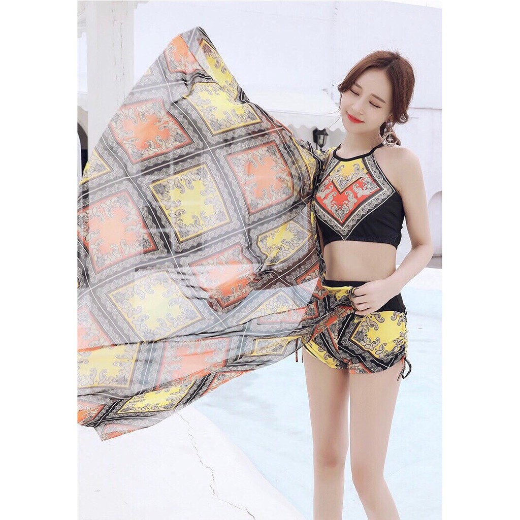 (XẢ LỖ ) Set bikini 3 mảnh kèm khăn cao cấp 8030