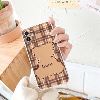 Ốp lưng iphone cạnh vuông Bear caro dành cho iphone 6 đến 16promax - E173