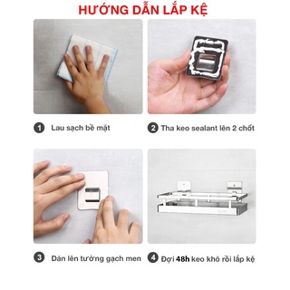Kệ đựng gia vị Inox SUS 304 dán tường gạch men - Kệ nhà bếp, phòng tắm dán tường