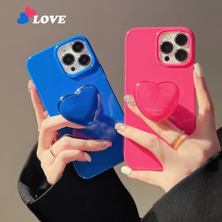 Ốp Điện Thoại Mềm Màu Trơn In Hình Trái Tim 3d Có Giá Đỡ Cho IPhone 13 13pro 13mini 12 11 Pro Max IX XR SE2 I8 Plus