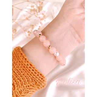 Vòng tay nữ handmade đá màu nude nữ tính - charm đám mây