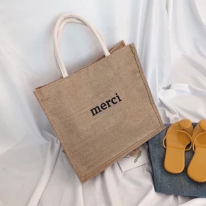Túi cói chữ merci đi biển,đi du lịch
