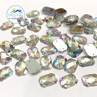 Đá Kết Chữ Nhật Trắng Cừ AB Đính Kết Trang Phục Làm Phụ Kiện Thời Trang