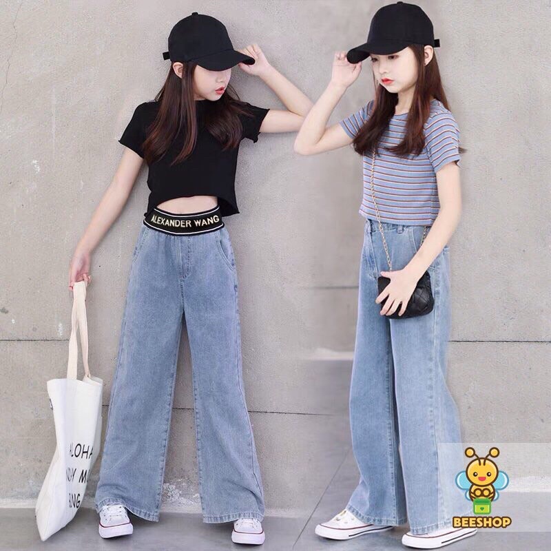 Quần jean bé gái size đại quần bò ống loe trẻ em BEESHOP H25026