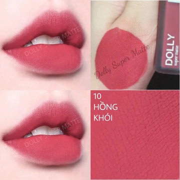 Son kem lì <màu hồng khói> Dolly super matte, son kem lì không chì bền màu lâu trôi