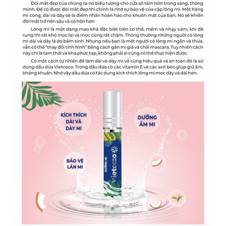 Mascara chuốt mi giữ ẩm, dưỡng nhanh dài mi, dày mi, lông mày, dầu dừa nguyên chất hữu cơ ép lạnh Vietcoco 10ml