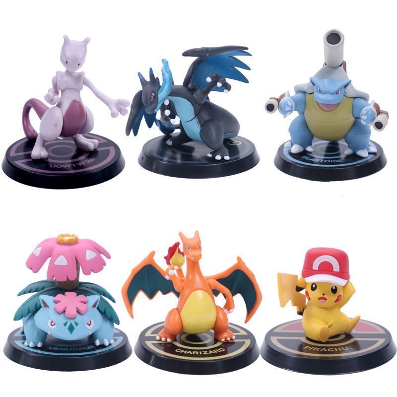 6PCS Pokemon Pikachu PVC Toy Mewtwo Venusaur Blastoise Anime Model ...
