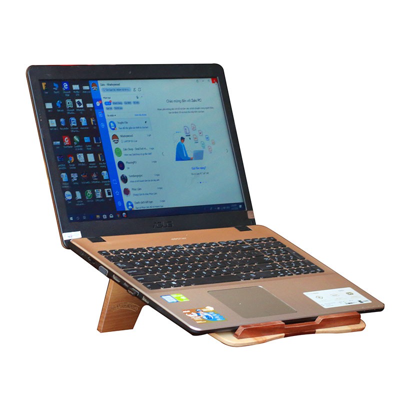 Kệ laptop thông minh có thể gấp gọn vào balô mang đi, giá kê đỡ laptop để bàn bằng gỗ Nhatvywood NVLP04