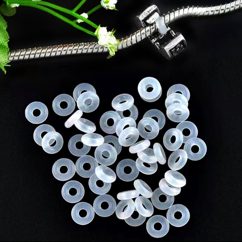 DINGLLY 10 Cái / lốc Nút Chặn Cao Su Phù Hợp Với Hạt Charm Vòng Tay Chống Trơn Trượt Nút Chặn Silicon Quyến Rũ