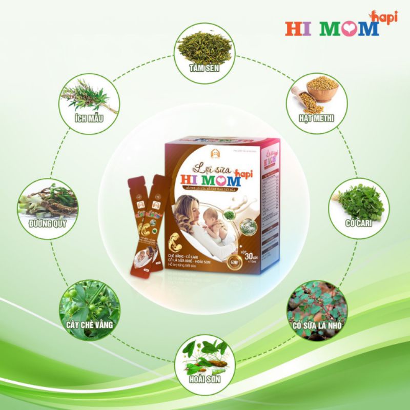 Lẻ 10 Gói Lợi Sữa Hi Mom -Giúp Gọi Sữa Về Nhanh, Mát Sữa, Thông Tắc Tuyến Sữa