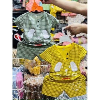 Bộ cộc bé trai chất giấy mát, bộ cộc chui đầu bé trai mặc hè, bộ cotton giấy chất mát