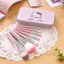 Bộ Cọ Trang Điểm Hello Kitty Màu Hồng 7 Món Tiện Dụng (Có Hộp Đựng)