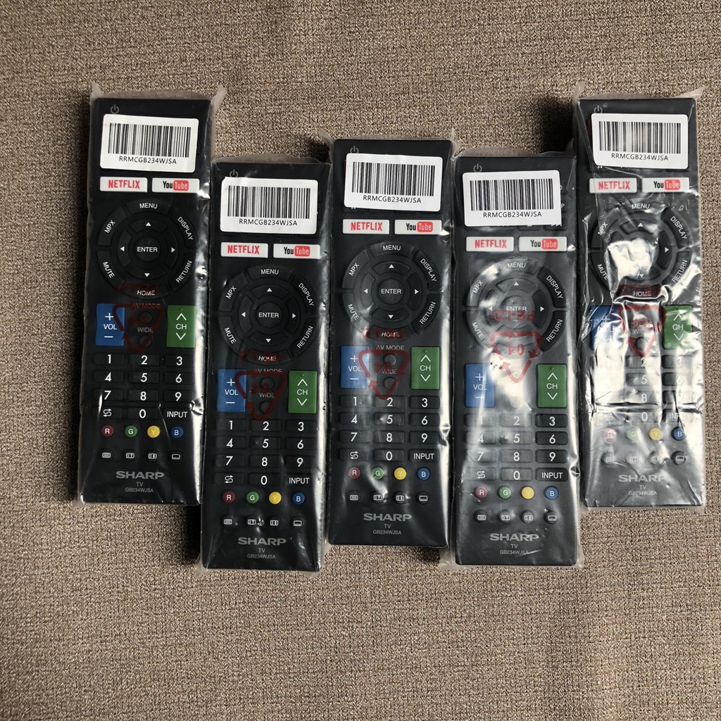 Điều khiển tivi Sharp GB234WJSA hàng chính hãng phím mềm  nguyên tem có Netflix và Youtube - tặng kèm pin