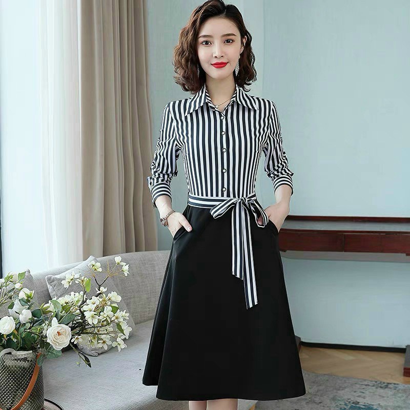 (HCM) Đầm xoè kẻ sọc công sở sang chảnh siêu đẹp thời trang siêu hot cho các chị em HIYU STORE