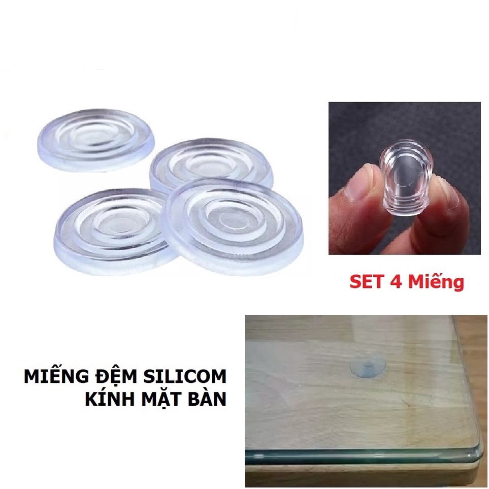 4 Miếng Đệm Taky, Kê Kính Mặt Bàn Kính Đệm Silicon Lót Giữa Kính Và Mặt Bàn Chống Xê Dịch, Trơn Trượt Mặt Kính 5505