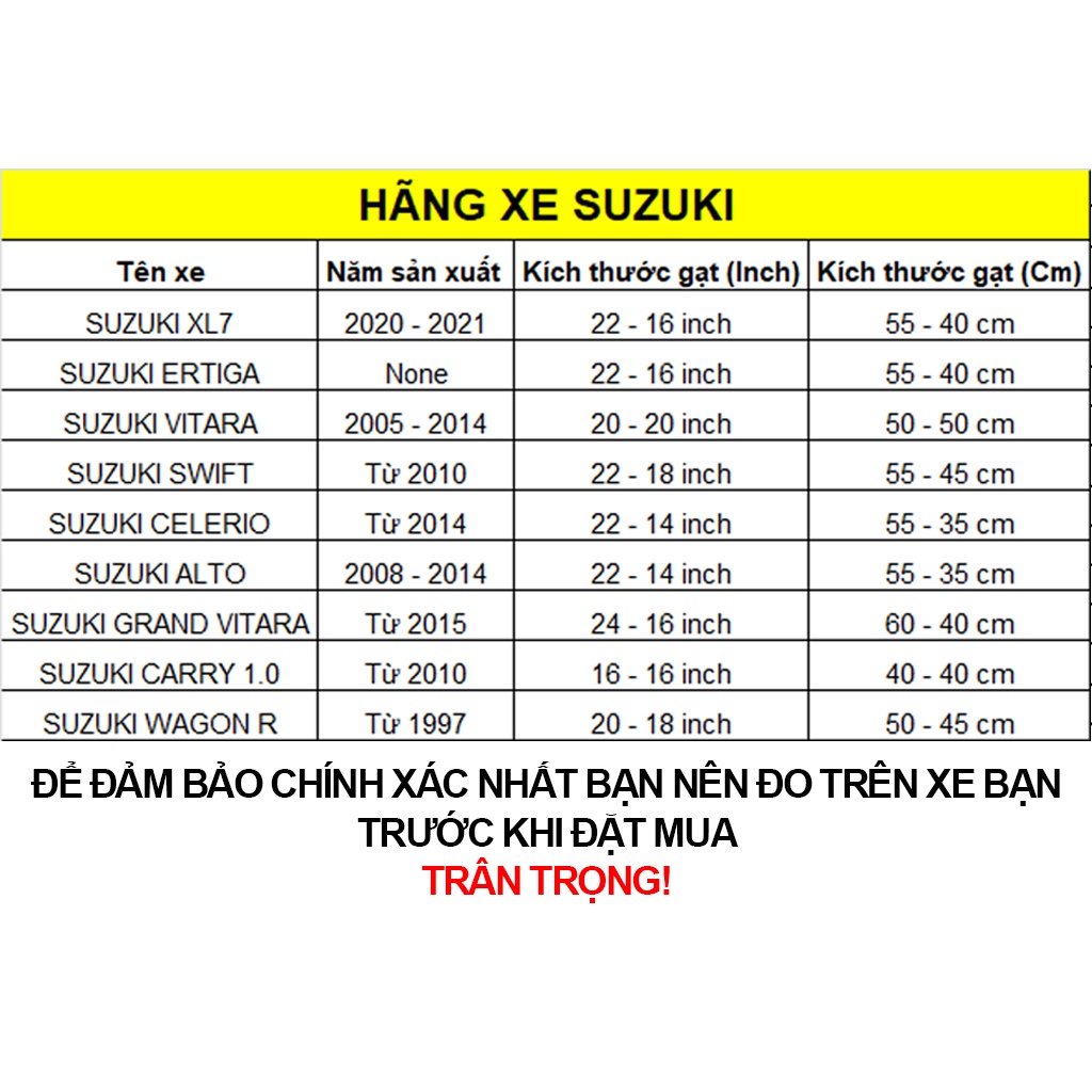 Gạt mưa khung mềm xe Suzuki XL7,Ertiga,Swift,Celerio,Alto,Grand Vitara,Carry,Wagon R cần gạt mưa silicon không xương