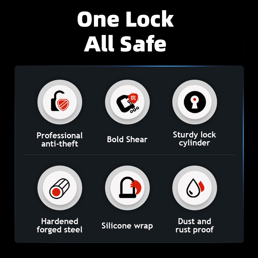 ROCKBROS U-Lock chống thủy lực, khóa an ninh chống trộm cho xe đạp/xe đạp điện