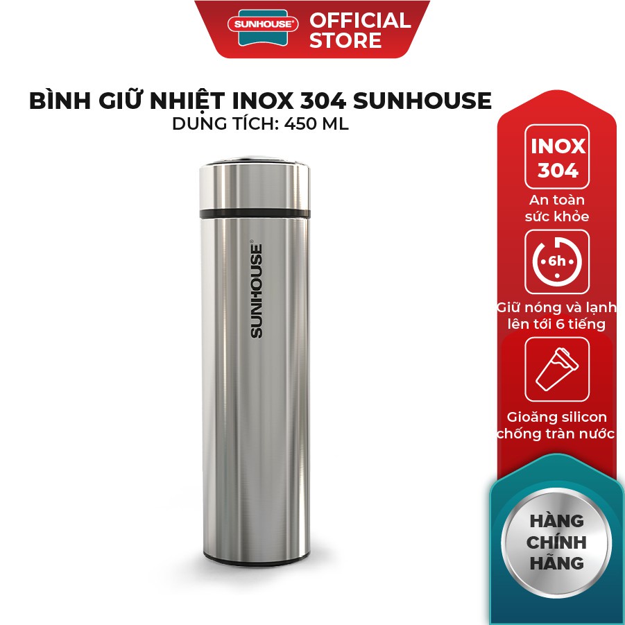 Bình giữ nhiệt Inox 304 Sunhouse 450ml KS-TU450I | Shopee Việt Nam