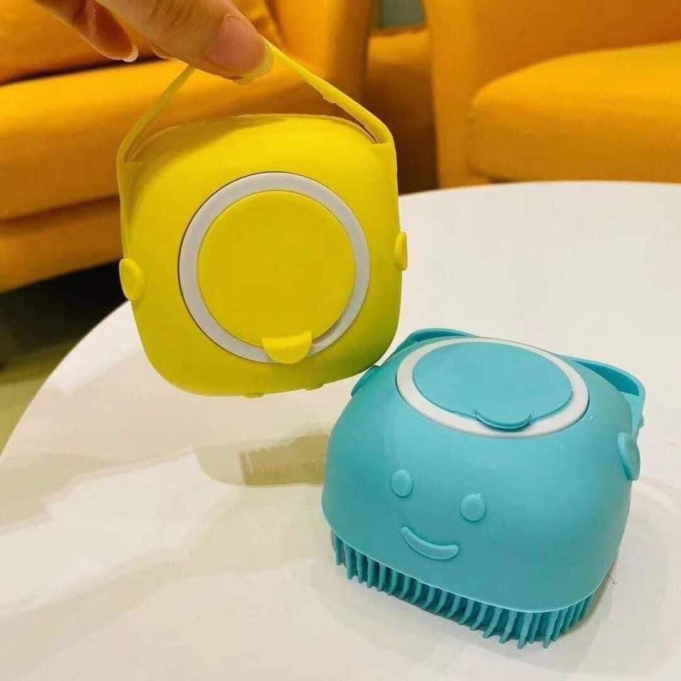 Bông Tắm Silicon Tạo Bọt Massage Có Ngăn Đựng Xà Bông Hình Vuông- BÔNG TẮM CÓ QUAI CHỐNG TRƯỢT 3389