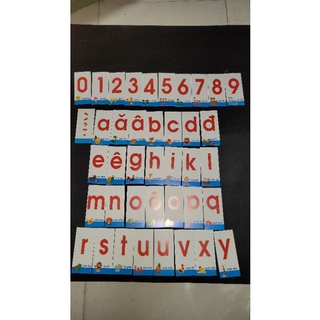 Bộ thẻ chữ cái và chữ số loại to bằng giấy cho trẻ học số và chữ cái
