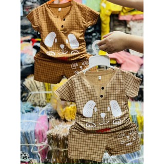 Bộ cộc bé trai chất giấy mát, bộ cộc chui đầu bé trai mặc hè, bộ cotton giấy chất mát