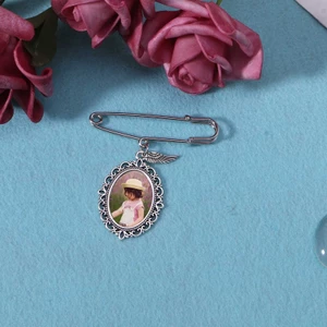 GODD Họ Ảnh Đá Quý Giá Đỡ Thổ Cẩm Mặt Dây Chuyền Bó Hoa Charm Pin Cưới Boutonniere