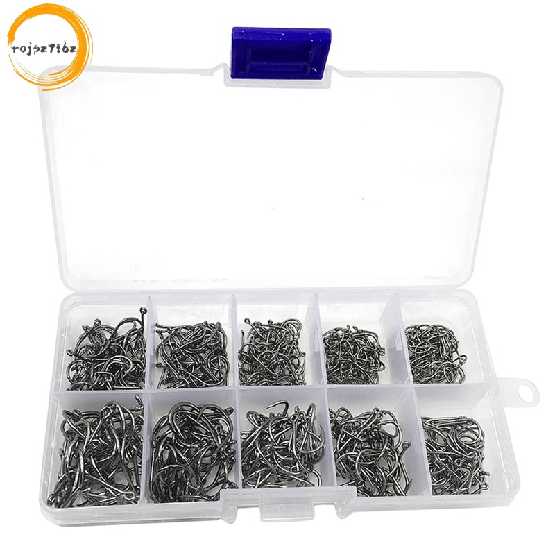 500 Cái / bộ Kích Thước Hỗn Hợp #3~ 12 Gói móc câu cá chép bằng thép Carbon cao có lỗ có hộp bán lẻ mồi ghép