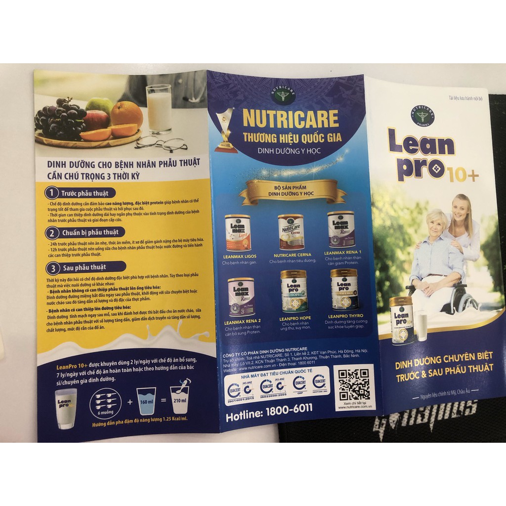Sữa LEAN PRO 10+ 400gr - DINH DƯỠNG CHUYÊN BIỆT CHO BỆNH NHÂN TRƯỚC VÀ SAU PHẪU THUẬT