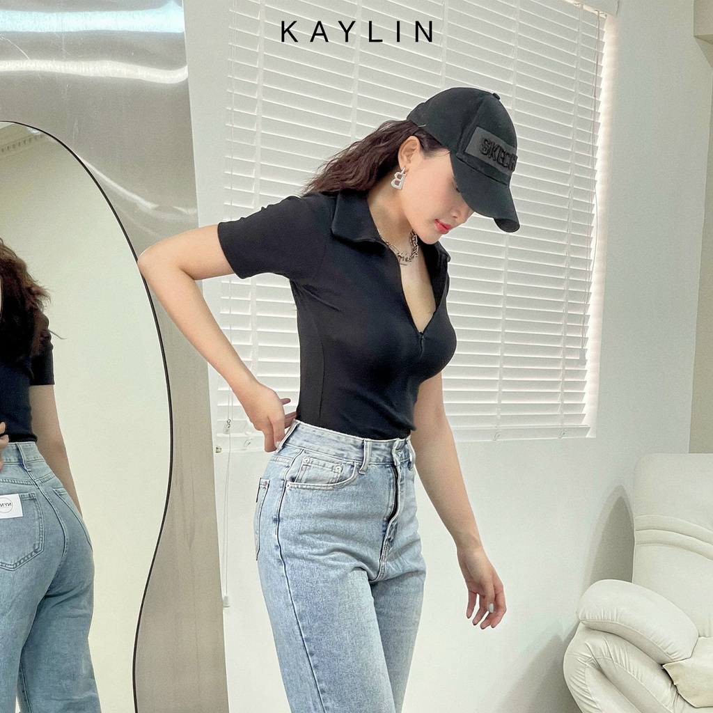 Ảnh Áo thun KAYLIN chất vải gân Freesize ôm body kiểu tay lỡ phong cách N1651 3