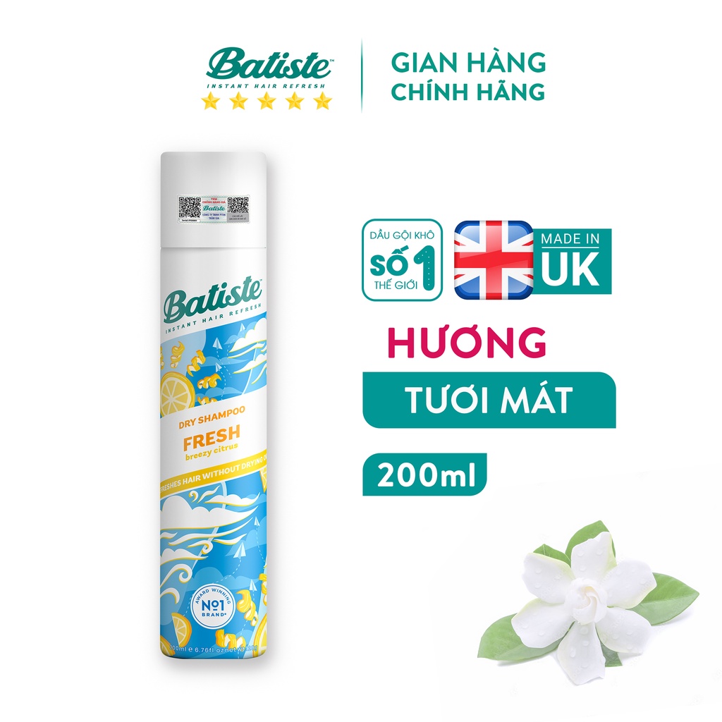 Ảnh Combo 2 Chai Dầu Gội Khô Batiste 200ML Giúp Tóc Hết Bết Dính Tươi Mát Tức Thì (Original&Fresh 200ml) 4