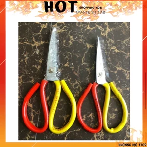 Kéo Cắt Lưỡi Thép Cán Bọc Nhựa 2 Màu Đổ Vàng 21cm 26cm