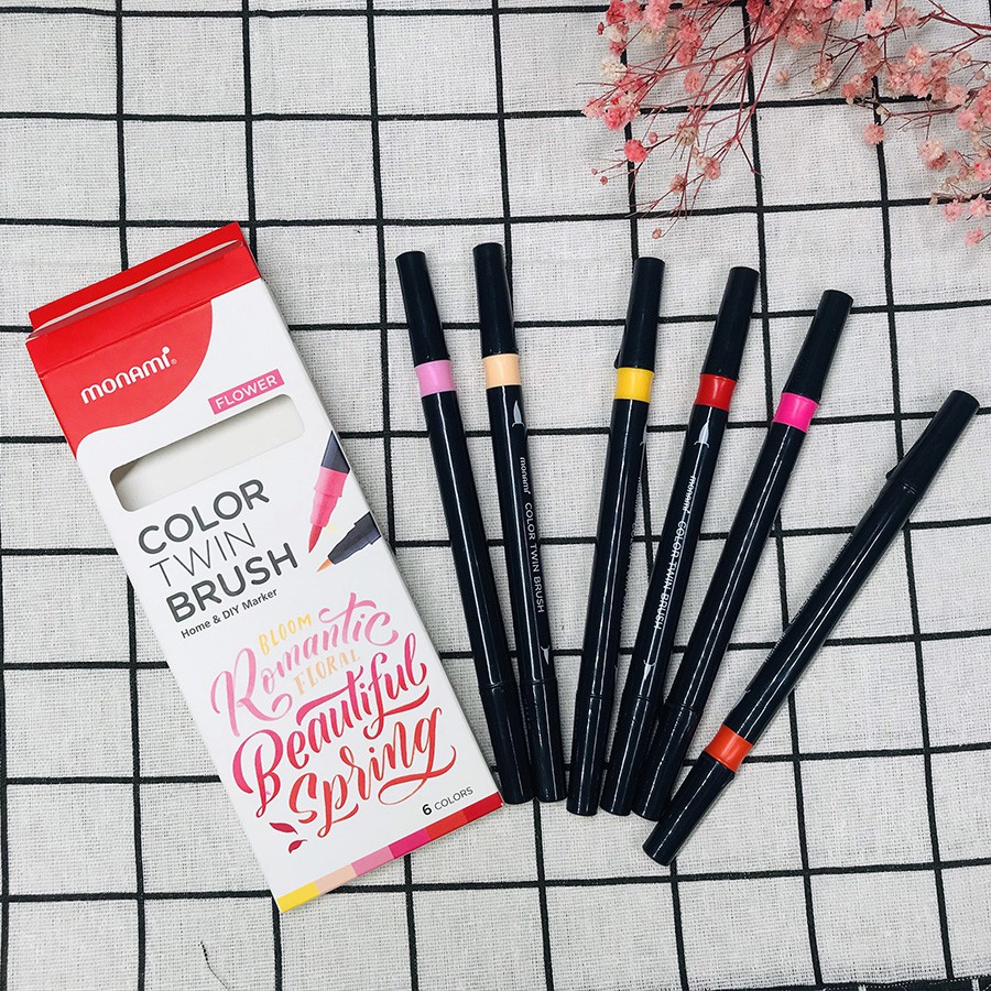 Ảnh Bút Màu 2 đầu Monami Color Twin Brush Hộp 6 Màu (Thái Lan) ( 3 hộp lẻ tùy chọn) 3