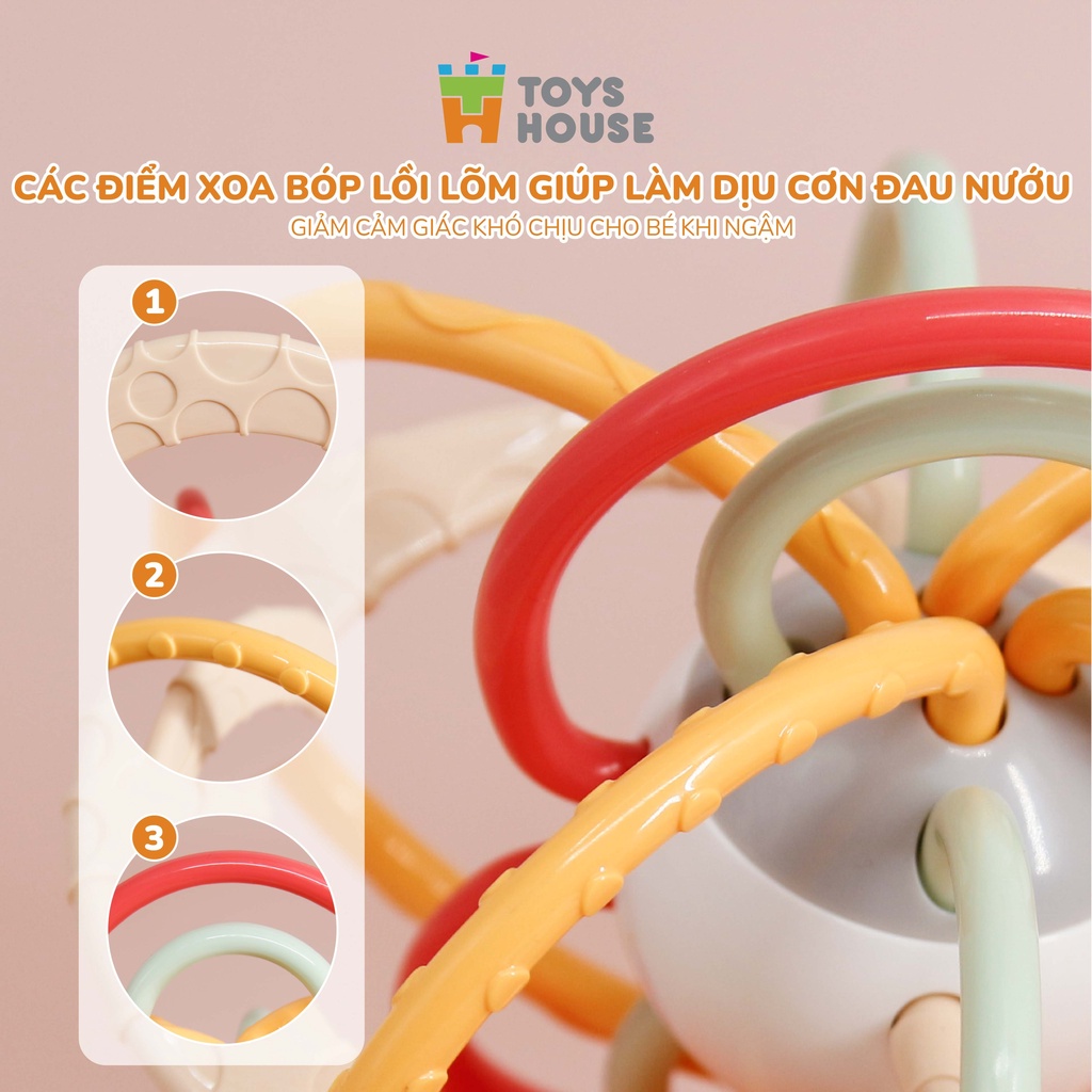 Mô tả Gặm nướu cho bé vòng hạt luyện vận động tinh kích thích thị giác silicon cao cấp Toyshouse HE0104 - 8