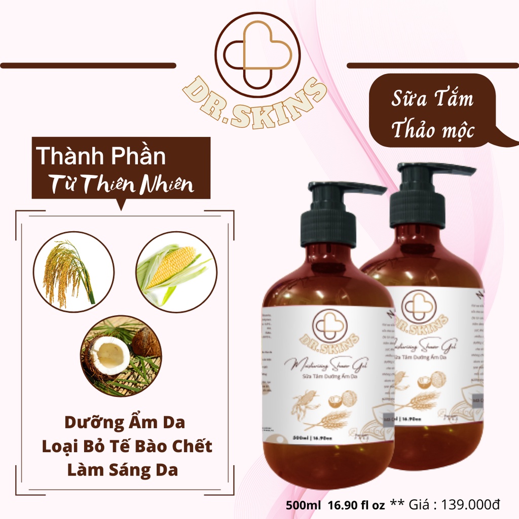 Sữa tắm dưỡng ẩm da DR.SKINS 500ml THẢO MỘC