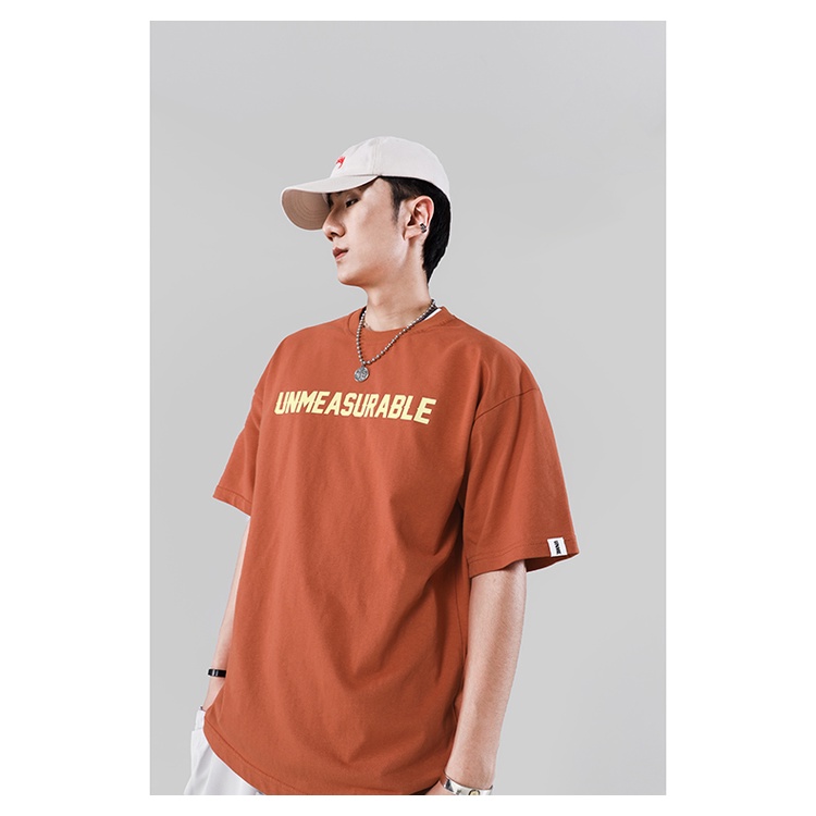 Áo Thun Nam HappyTee - Áo phông nam form rộng tay lỡ xanh rêu in Unmeasurable vải cotton 100 cao cấp