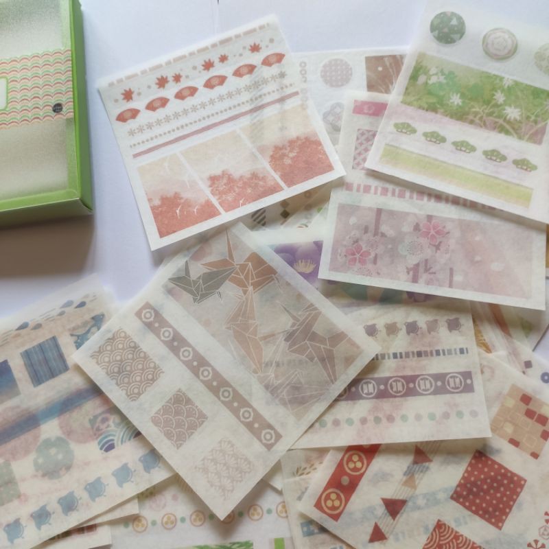 Hộp sticker giấy washi 30 tấm hoạ tiết Nhật