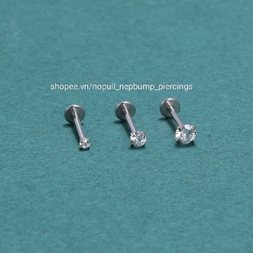 KHUYÊN TAI ĐÁ TRẤU - Khuyên thép y tế - Khuyên tai, môi, mũi, nẹp bump,... - Khuyên tai đính đá