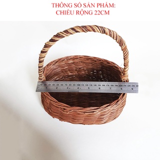 Giỏ Mây Đan Cắm Hoa size 22cm Trang Trí Nhà Cửa, Decor Chụp Ảnh
