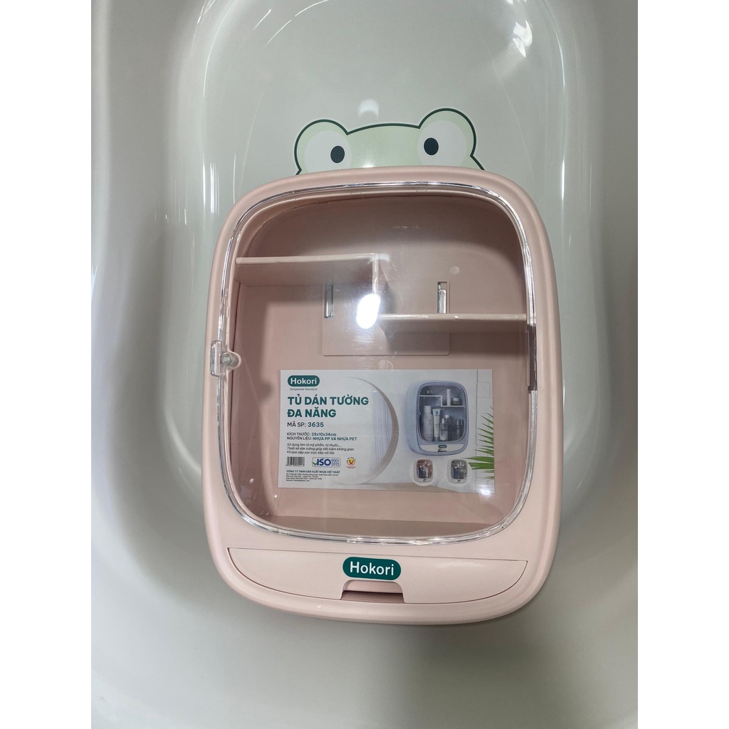 Kệ đựng mỹ phẩm Hokori để đồ trang điểm trong nhà tắm treo tường không đục lỗ nhựa ABS cao cấp 3635  aladanh-net-vn